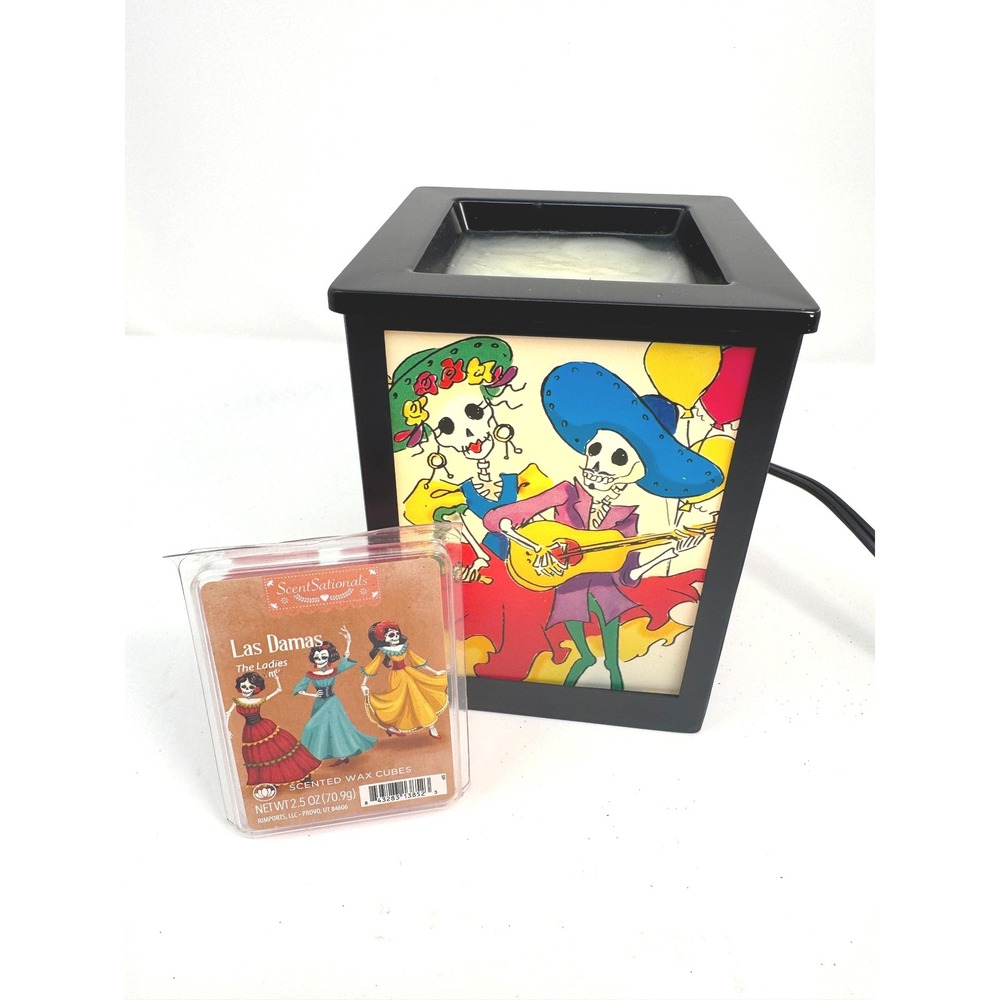 ScentSationals Day of the Dead Wax Warmer MC-242 with Las Damas Wax Cubes Bundle